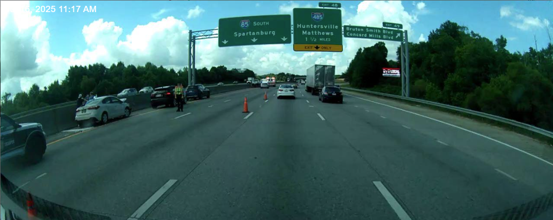 Dash Cam Imagery in ClearGuide being used to understand a crash scene and impact on the driving lanes.