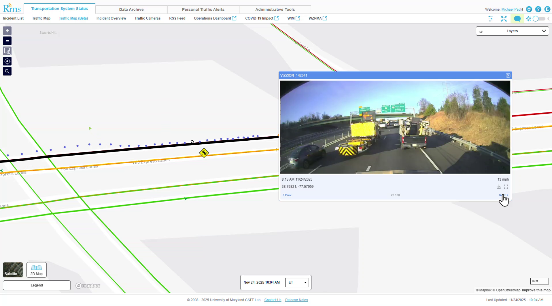 Dashcams help with real-time situational awareness in RITIS.
